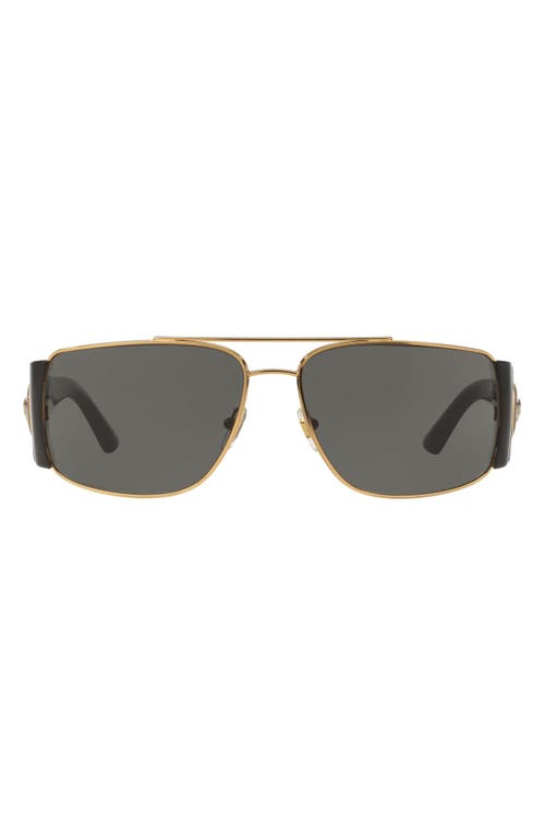 Versace Medusa Medallion 63mm Wrap Sunglasses in Gold/Black Solid at Nordstrom