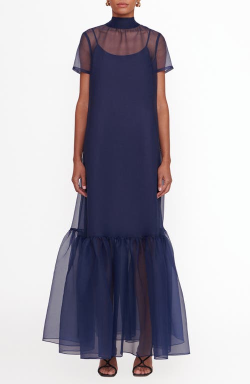 STAUD Calluna Ruffle Hem Organza Gown Navy at Nordstrom,