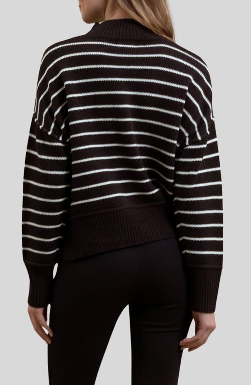 Blu Pepper Stripe Mock Neck Sweater In Black