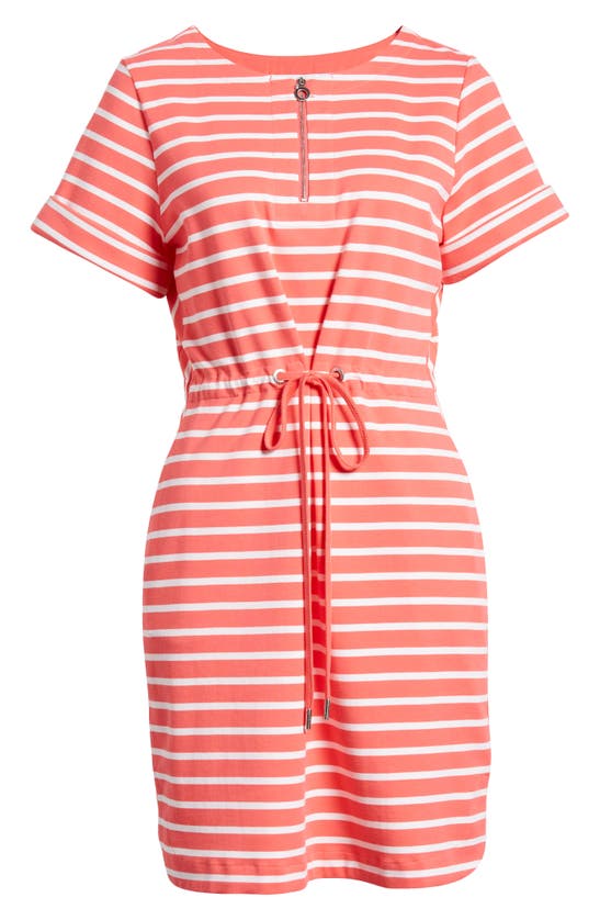 Shop Tommy Bahama Jovanna Stripe Half Zip Dress In Paradise Pink