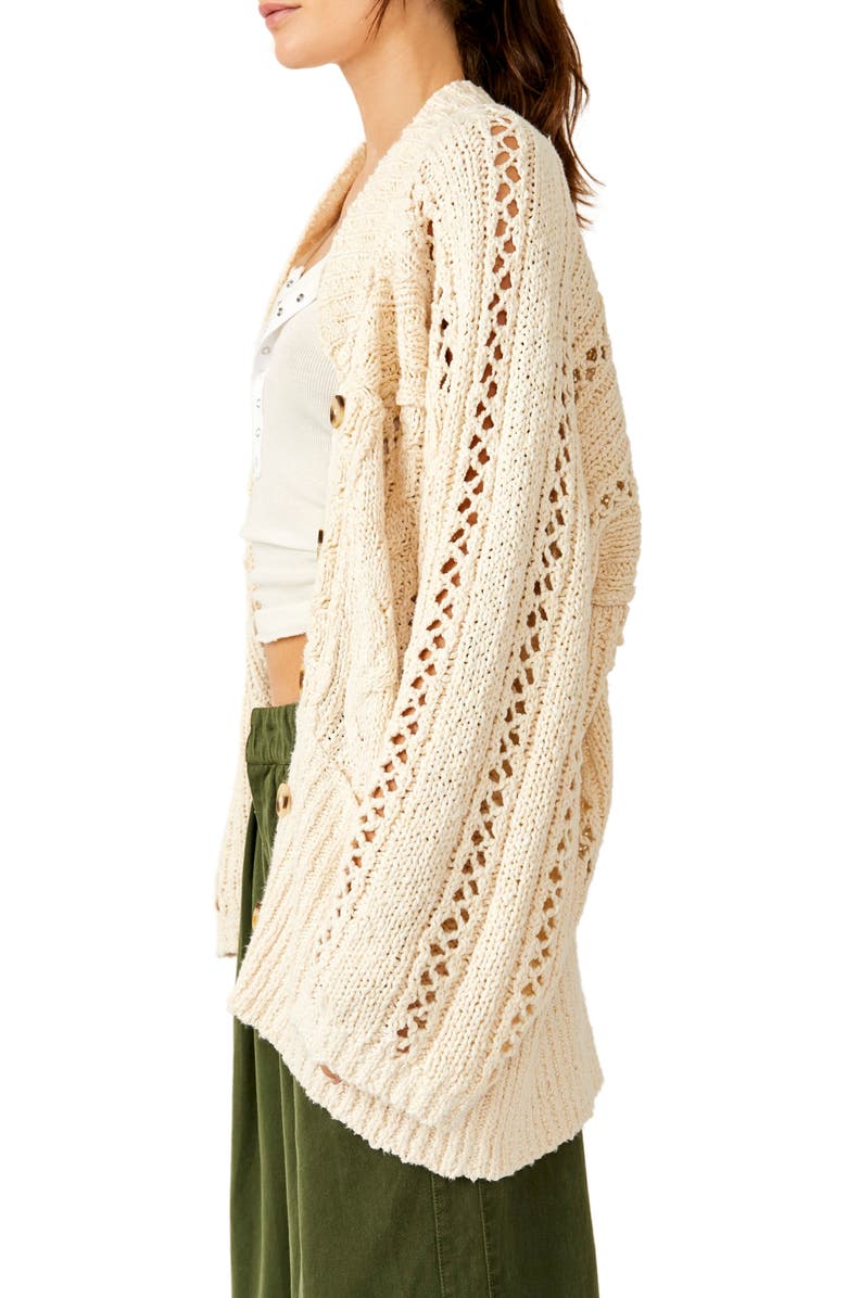 Free People Cable Stitch Cardigan, Alternate, color, 