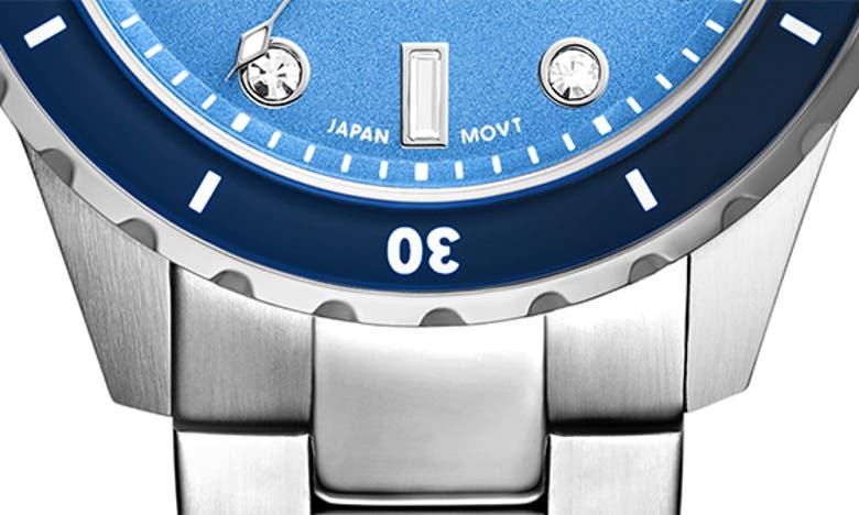 Shop Fossil Blue Dive Bracelet Watch, 36mm In Silver/blue