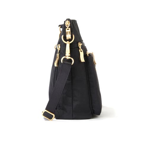 Shop Baggallini Modern Pocket Crossbody Bag In Black With Gold Hardware