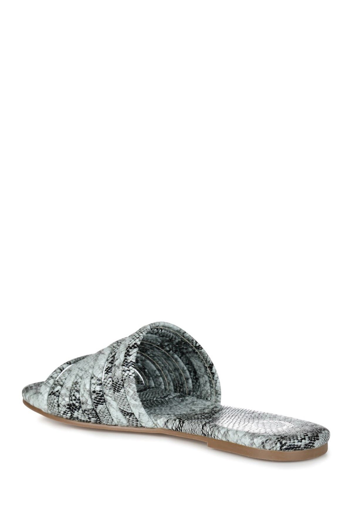 Journee Collection Marisol Snake Print Slide Sandal In Light/pastel Green