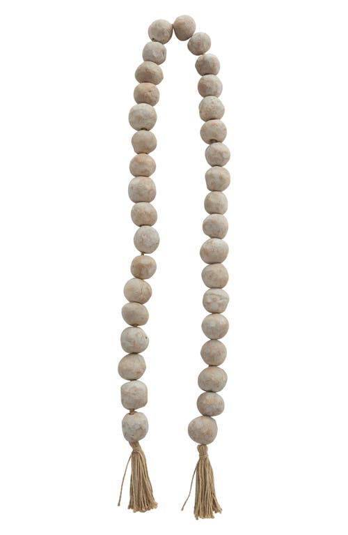 Willow Row Bohemian Ceramic Beaded Tassel Garland In Beige