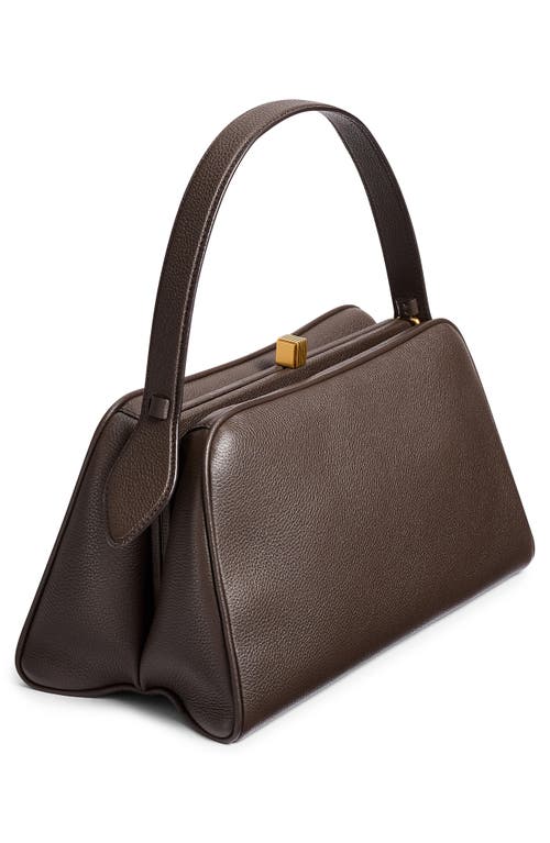 Khaite Cate Textured Leather Top Handle Bag In Dark Brown 950