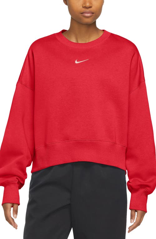 Shop Nike Phoenix Fleece Crewneck Sweatshirt In University Red/sail