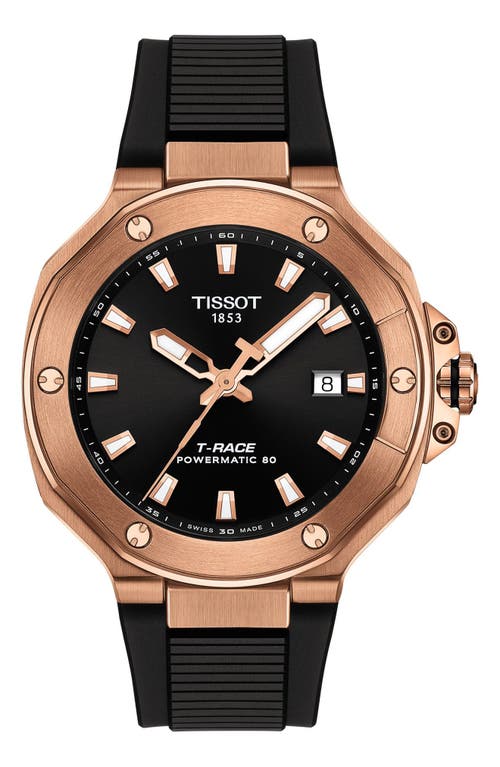 Tissot Mens Black T Race 41mm Mens Rose Gold-plated Stainless Steel Automatic Watch In Black
