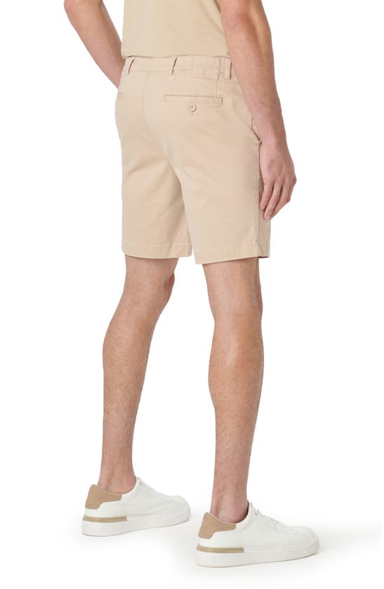 Shop Bugatchi Theo Flat Front Stretch Chino Shorts In Beige