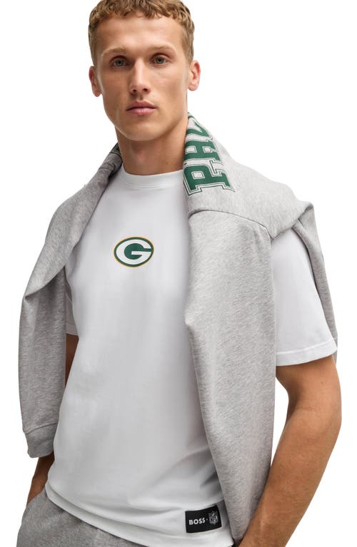 Shop Hugo Boss Boss X Nfl Stretch Cotton Graphic T-shirt In Green Bay Packers - White