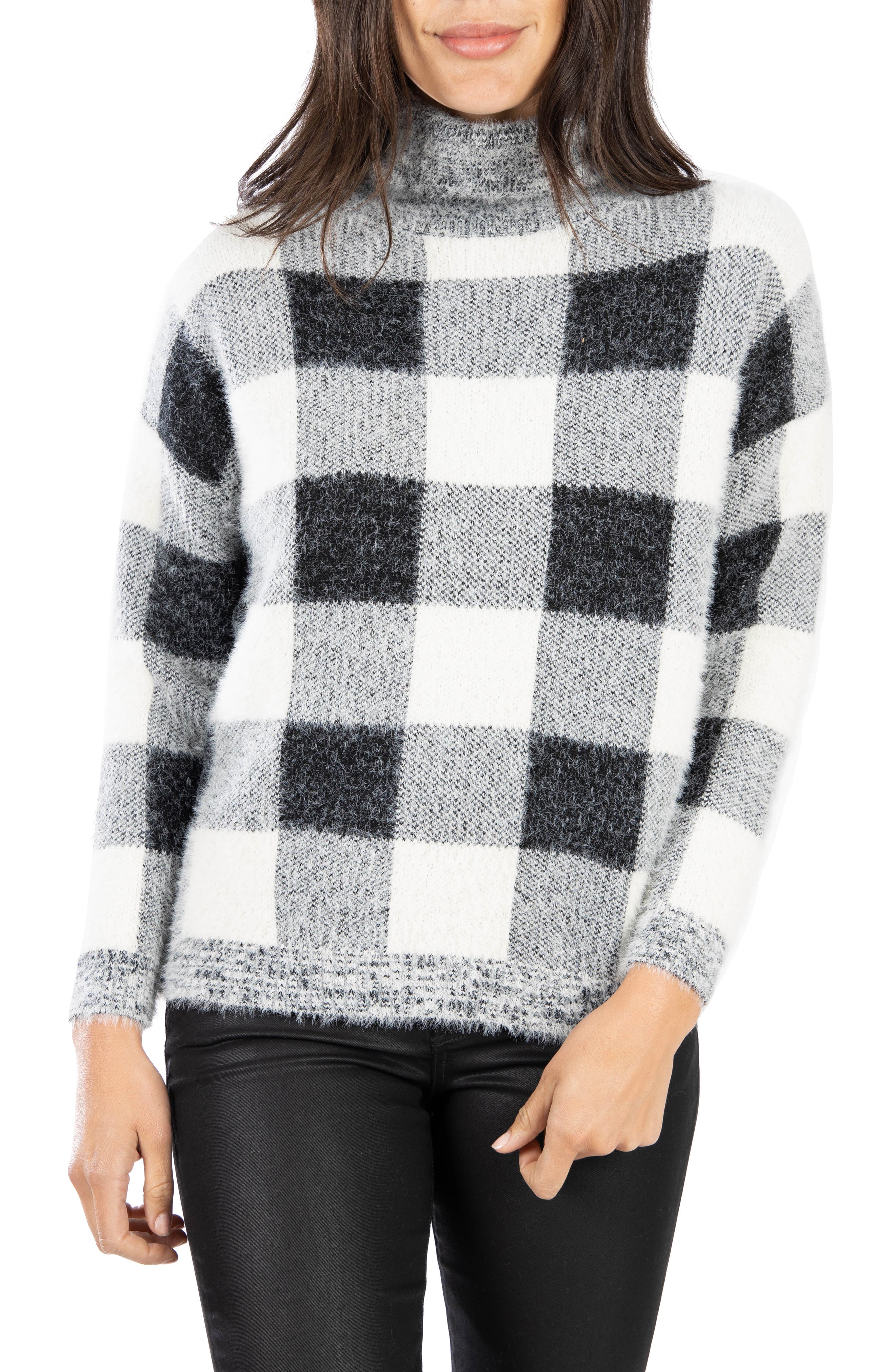 plaid turtleneck sweater