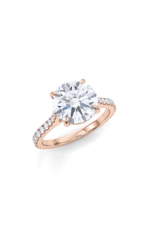 HauteCarat Round Lab Created Diamond & Pavé 18K Gold Ring in 18K Rose Gold at Nordstrom