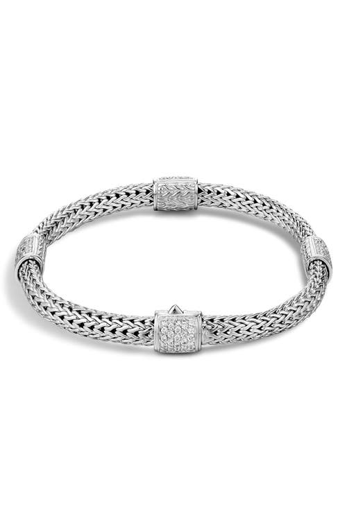 John Hardy Diamond Pavé Stations Chain Bracelet in Silver/Diamond at Nordstrom