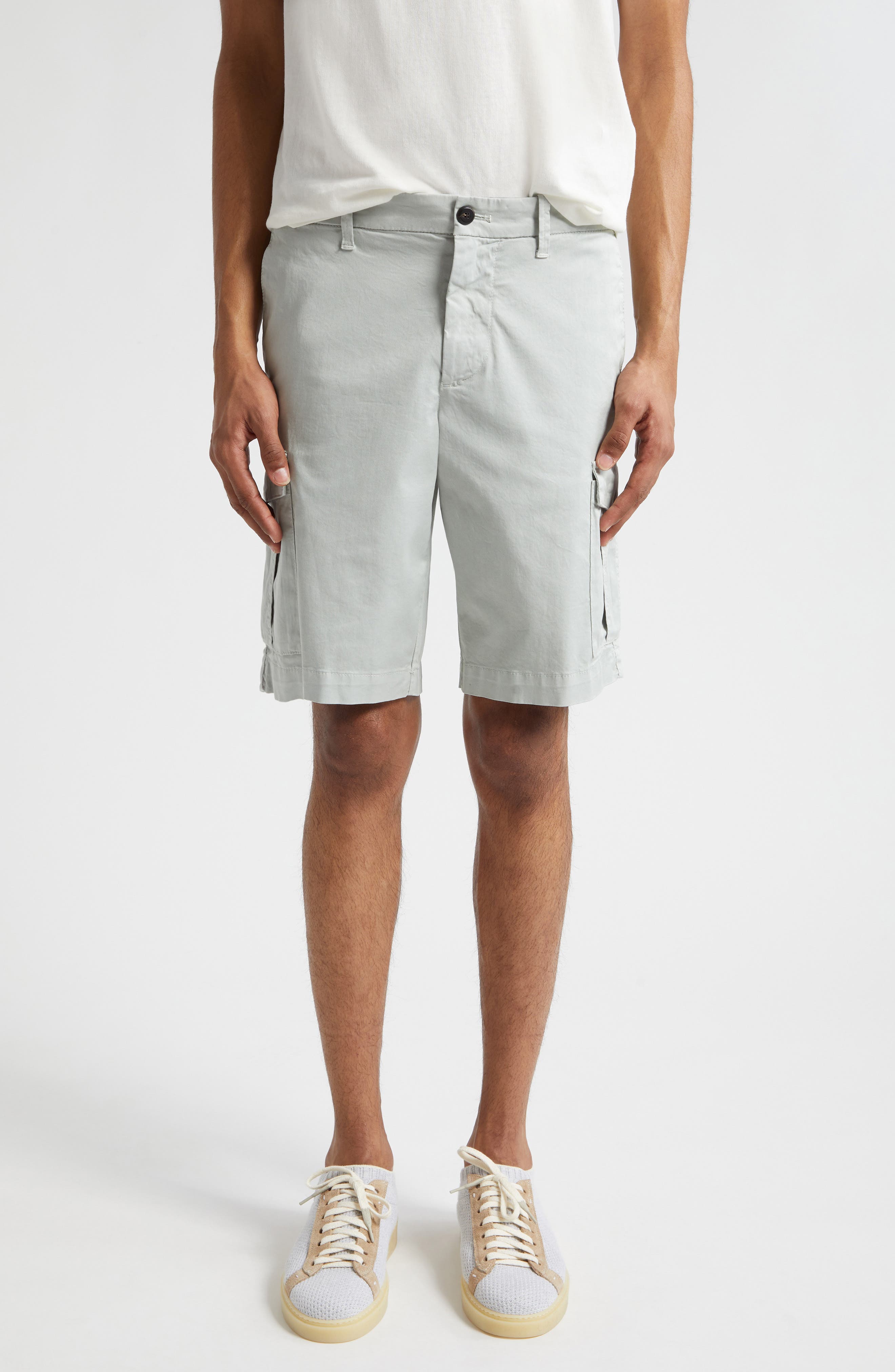 Eleventy drawstring-waistband cotton shorts - Grey