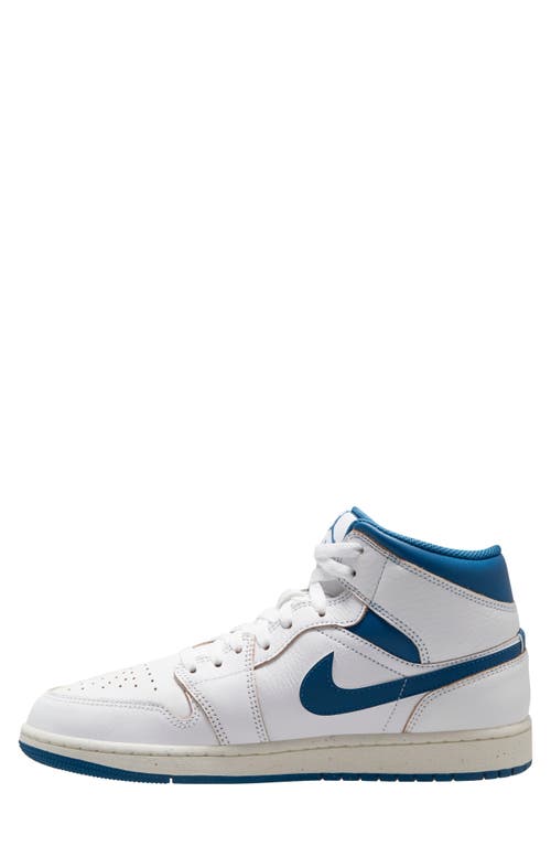 Shop Jordan Air  1 Mid Se Sneaker In White/industrial Blue/sail