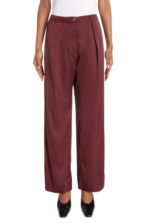 Acne Studios Pernille Satin Wide Leg Trousers in Wine Red