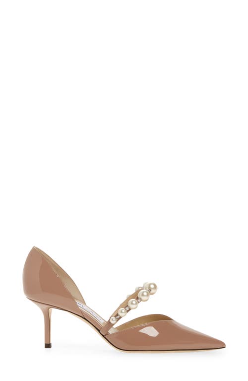 Shop Jimmy Choo Aurelie Imitation Pearl Strap Pointed Toe Pump In Ballet Pink/white