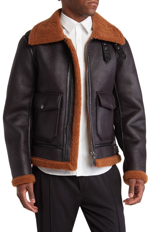 A.P.C. Tom Faux Shearling Lined Bomber Jacket in Noir