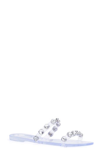 Shop New York And Company Chava Rhinestone Jelly Sandal In Clear