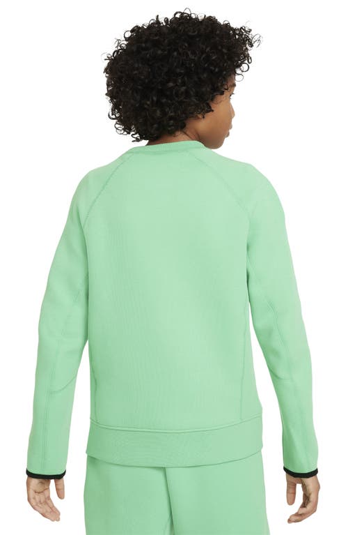 Nike Sportswear Tech Fleece Big Kids' (boys') Sweatshirt In Spring Green/black/black