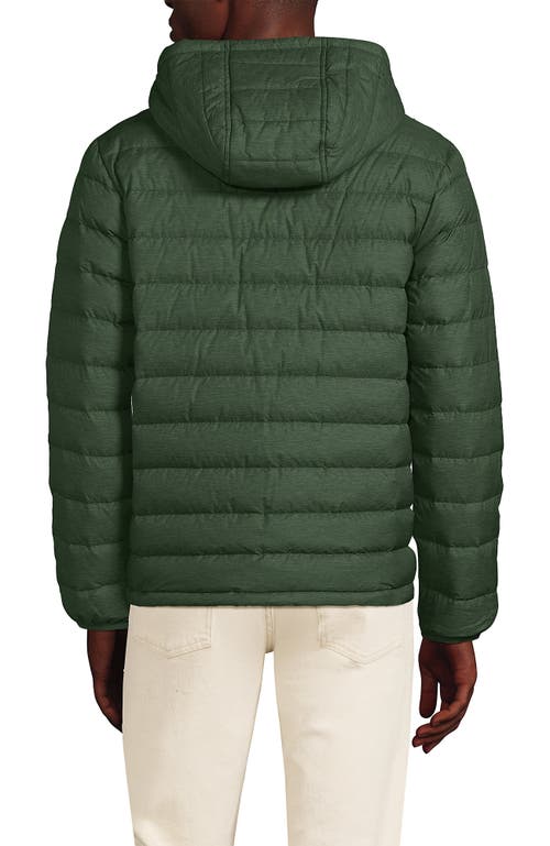 Shop Lands' End Wanderweight Ultralight Packable Hooded Down Jacket In Estate Green Heather