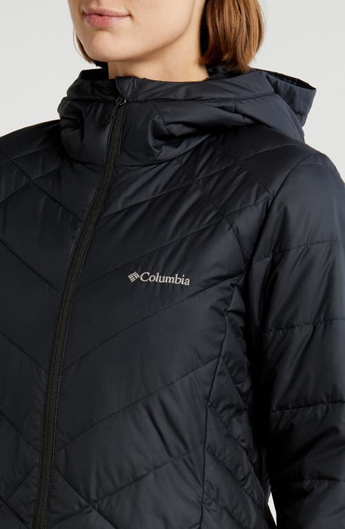 Columbia Heavenly Long Water Resistant Insulated Hooded Coat In Black