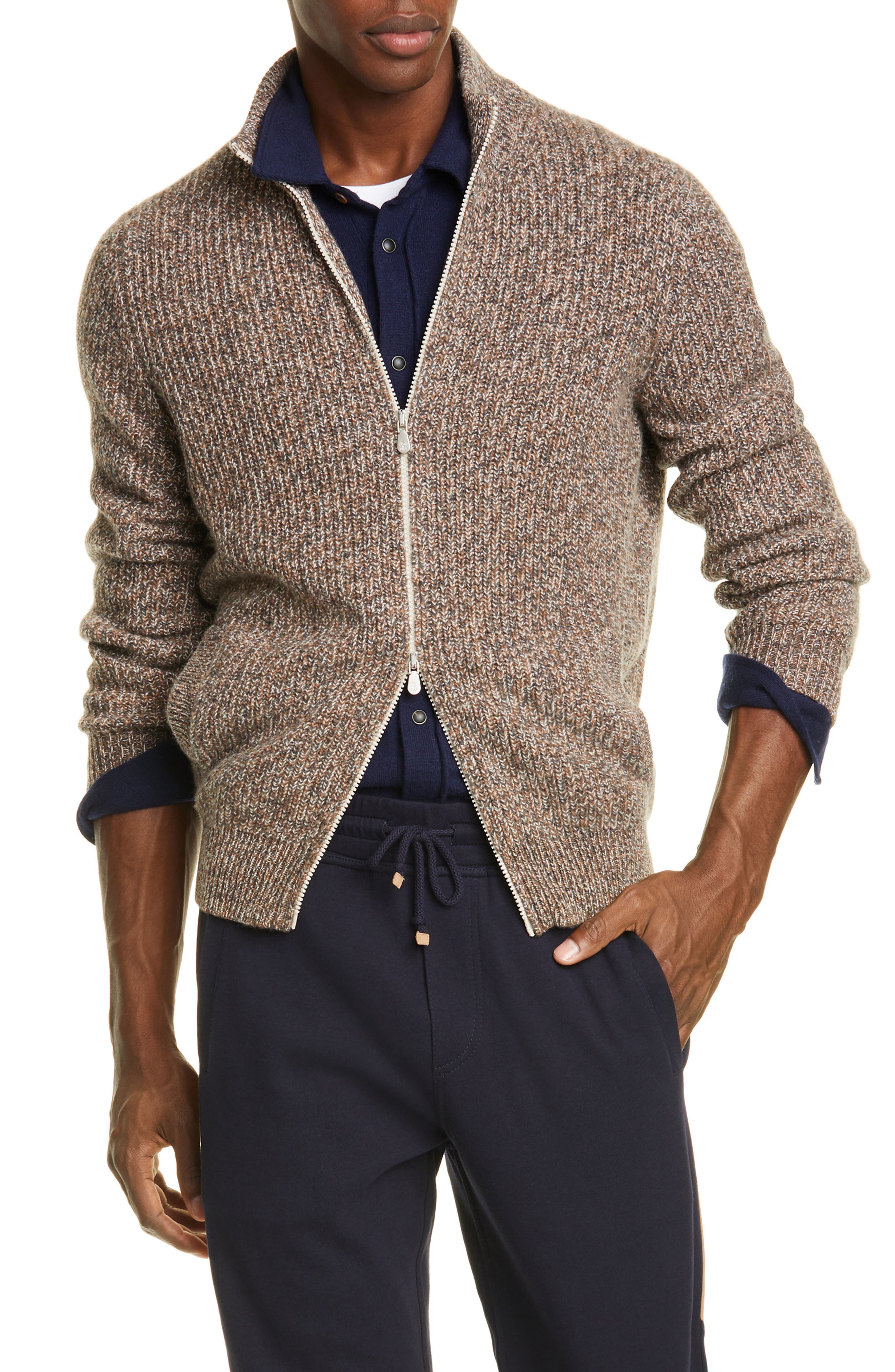 cashmere zipper cardigan