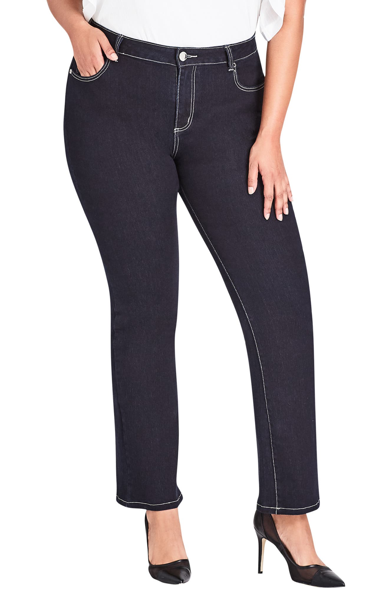 City Chic Dark Wash Bootcut Jeans (Plus Size) Nordstrom