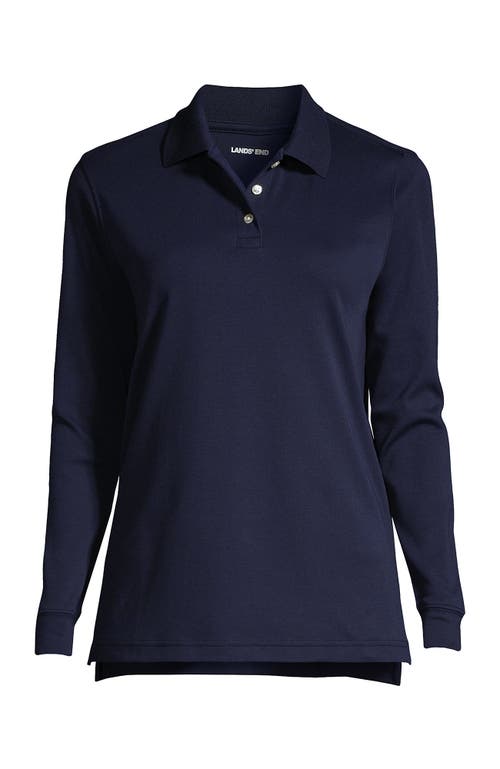 Shop Lands' End School Uniform  Tall Long Sleeve Interlock Polo Shirt In Classic Navy