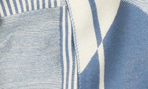 Saachi Mosaic Reversible Scarf In Blue/cream
