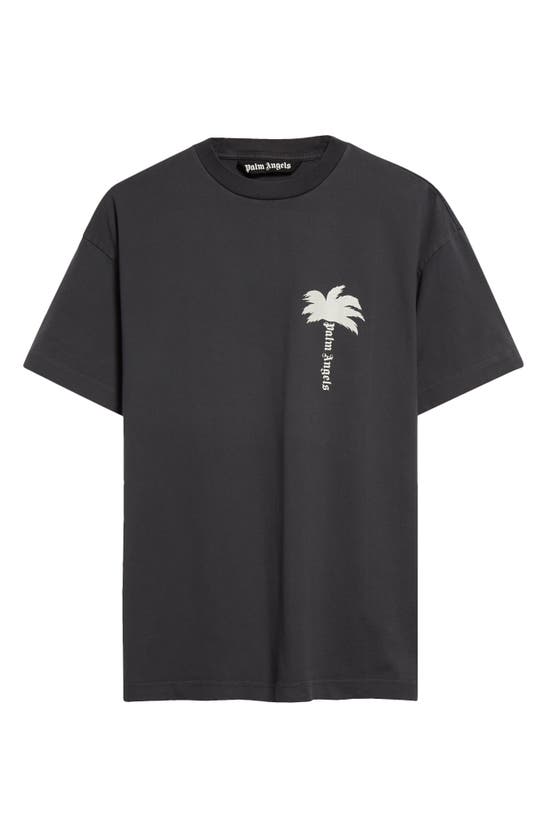 Shop Palm Angels The Palm Cotton Graphic T-shirt In Dark Grey Off White