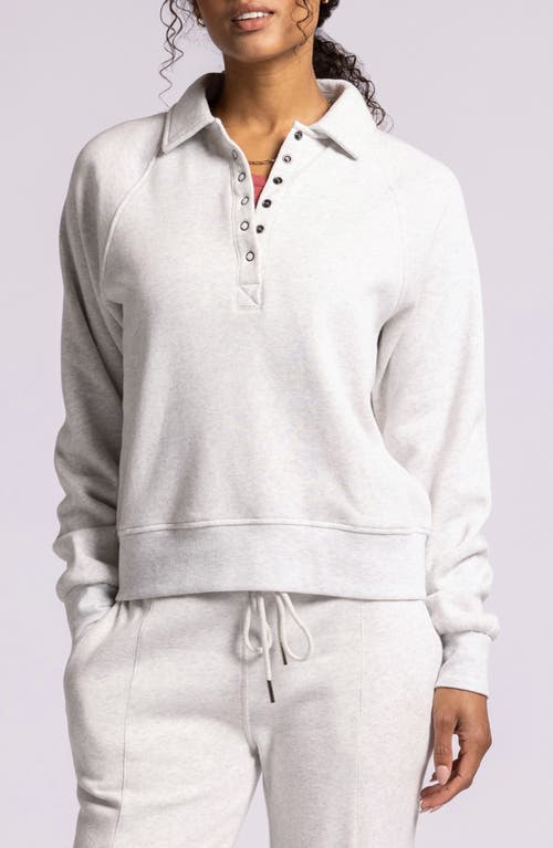 Thread & Supply Priscilla Cotton Blend Polo Sweatshirt In Heather Grey