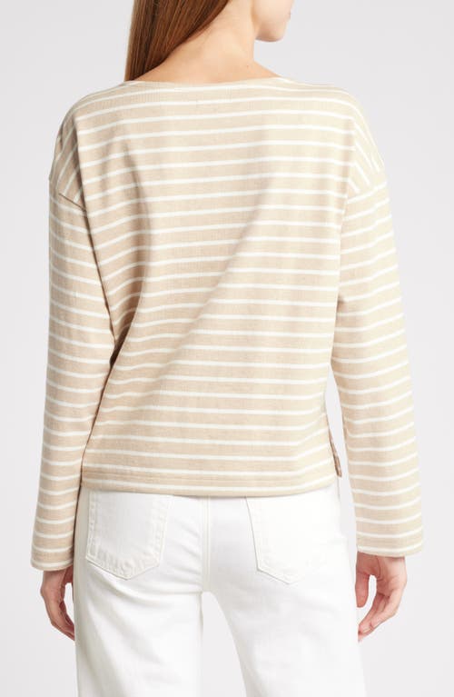 Shop Rails Macy Stripe Long Sleeve Cotton T-shirt In Heather Beige Stripe