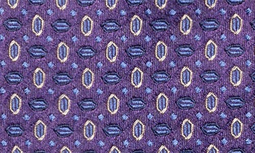 Shop Eton Neat Geometric Pattern Silk Tie In Medium Purple