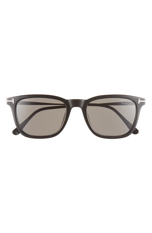 TOM FORD Arnaud 53mm Polarized Square Sunglasses in Shiny Black /Smoke Polarized at Nordstrom