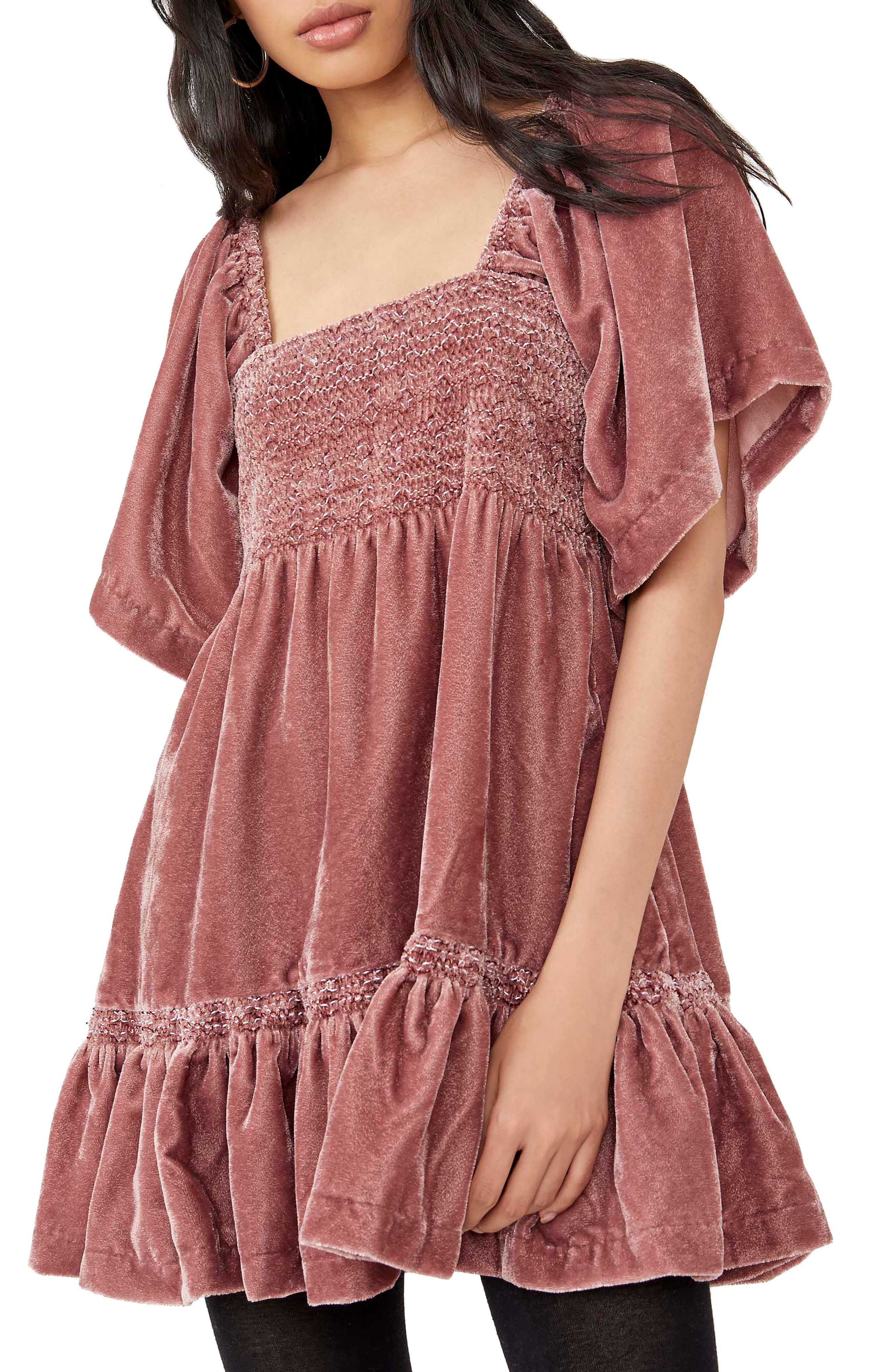 free people pink velvet dress