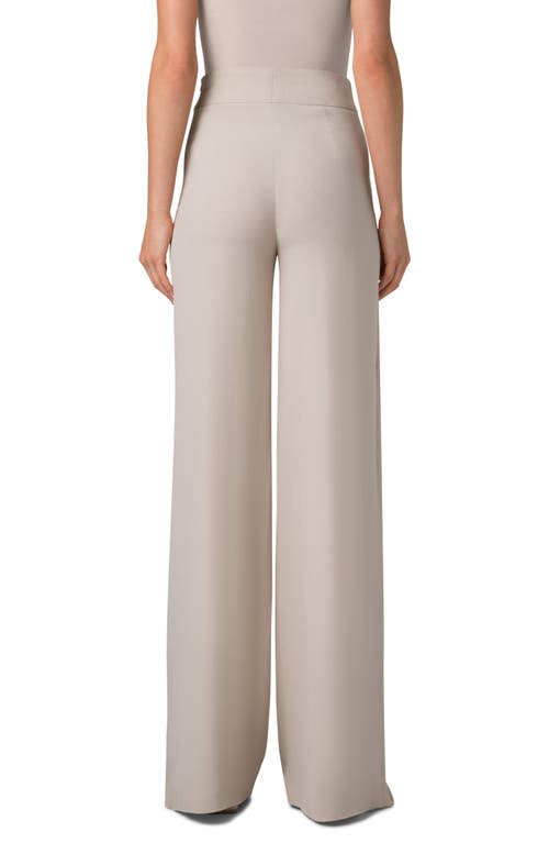 Shop Akris Fellia Split Hem Silk Crepe Pants<br> In Greige