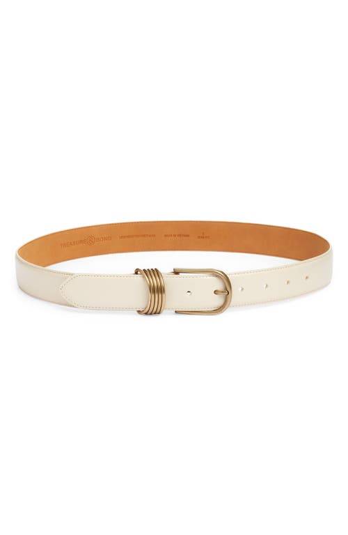 Shop Treasure & Bond Parker Brass Hoop Leather Belt In Ivory Pearl