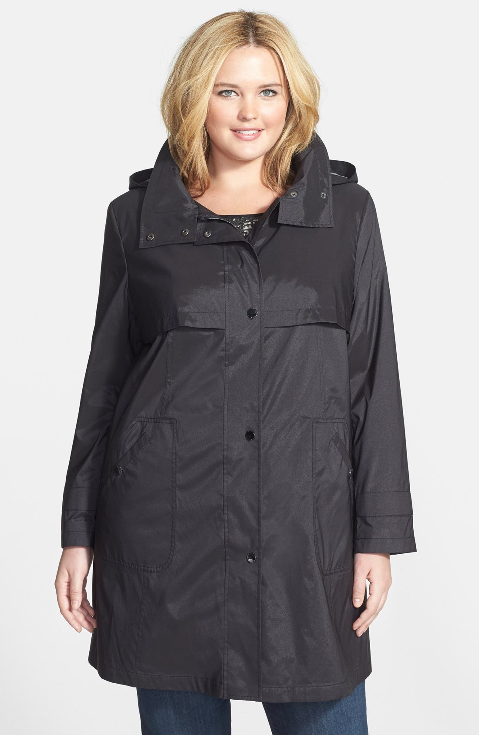 Gallery A-Line Hooded Raincoat (Plus Size) | Nordstrom