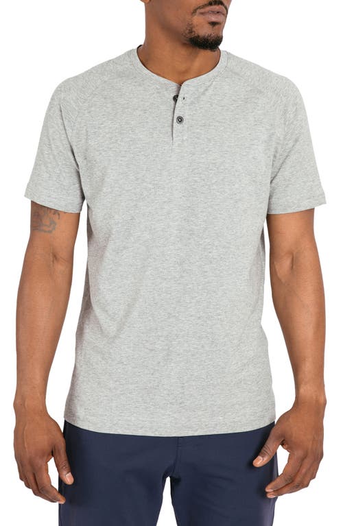 Go-To Short Sleeve Performance Henley in Heather Silver Spoon