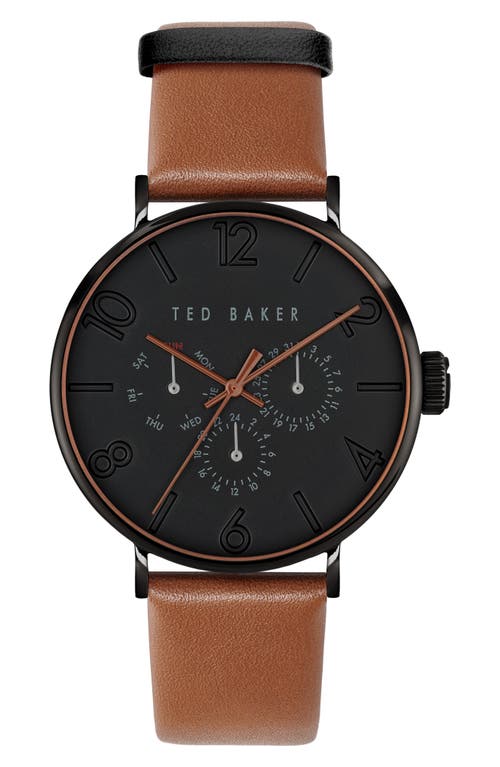 TED BAKER TED BAKER LONDON PHYLIPA GENTS LEATHER STRAP WATCH, 41MM 