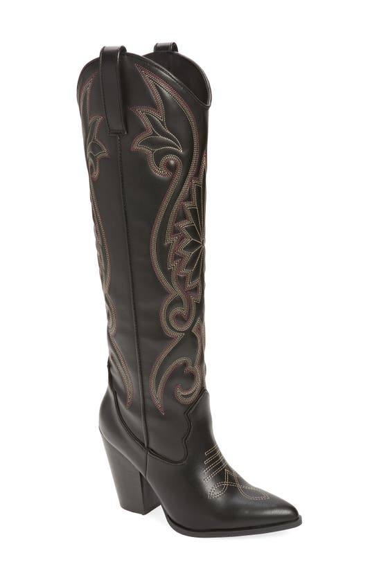 Steve Madden Lasso Knee High Western Boot In Black Mult