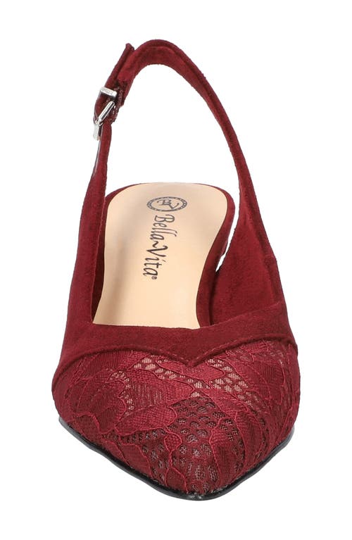 Bella Vita Marquette Slingback Kitten Heel Pump In Burgundy Suede