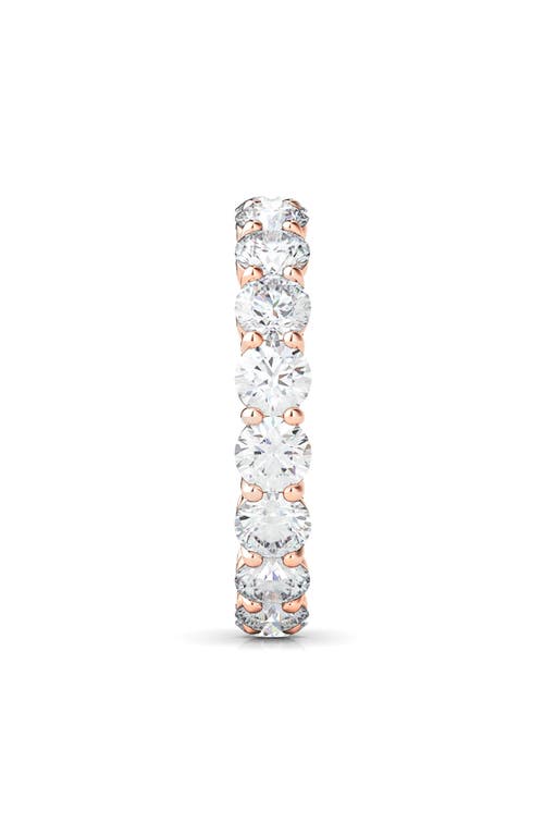 Hautecarat Round Cut Lab Created Diamond 18k Gold Eternity Band Ring In Rose Gold
