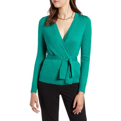 Halogen Tie Waist Cardigan, Green