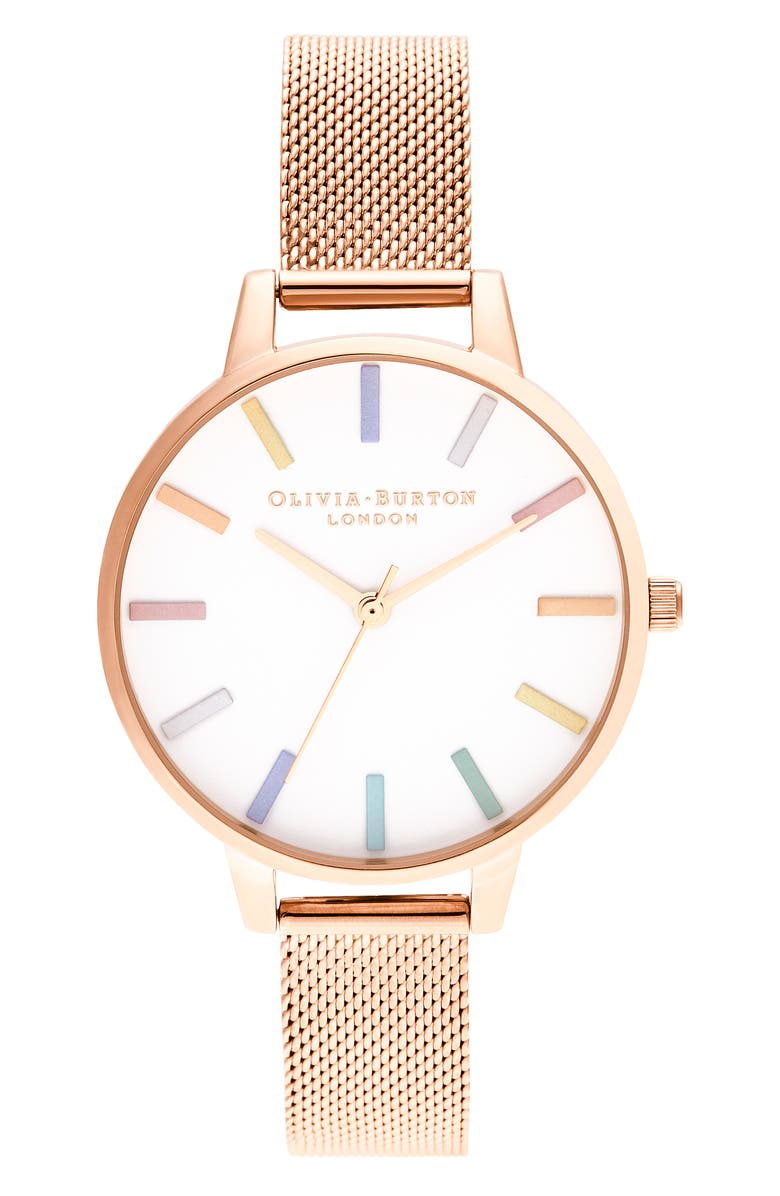 Olivia Burton Rainbow Mesh Strap Watch 34mm Nordstrom