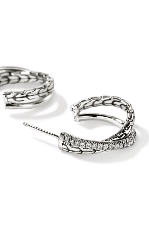 Shop John Hardy Jh Essentials Pavé Crossover Earring, Sterling Silver In Silver/diamond