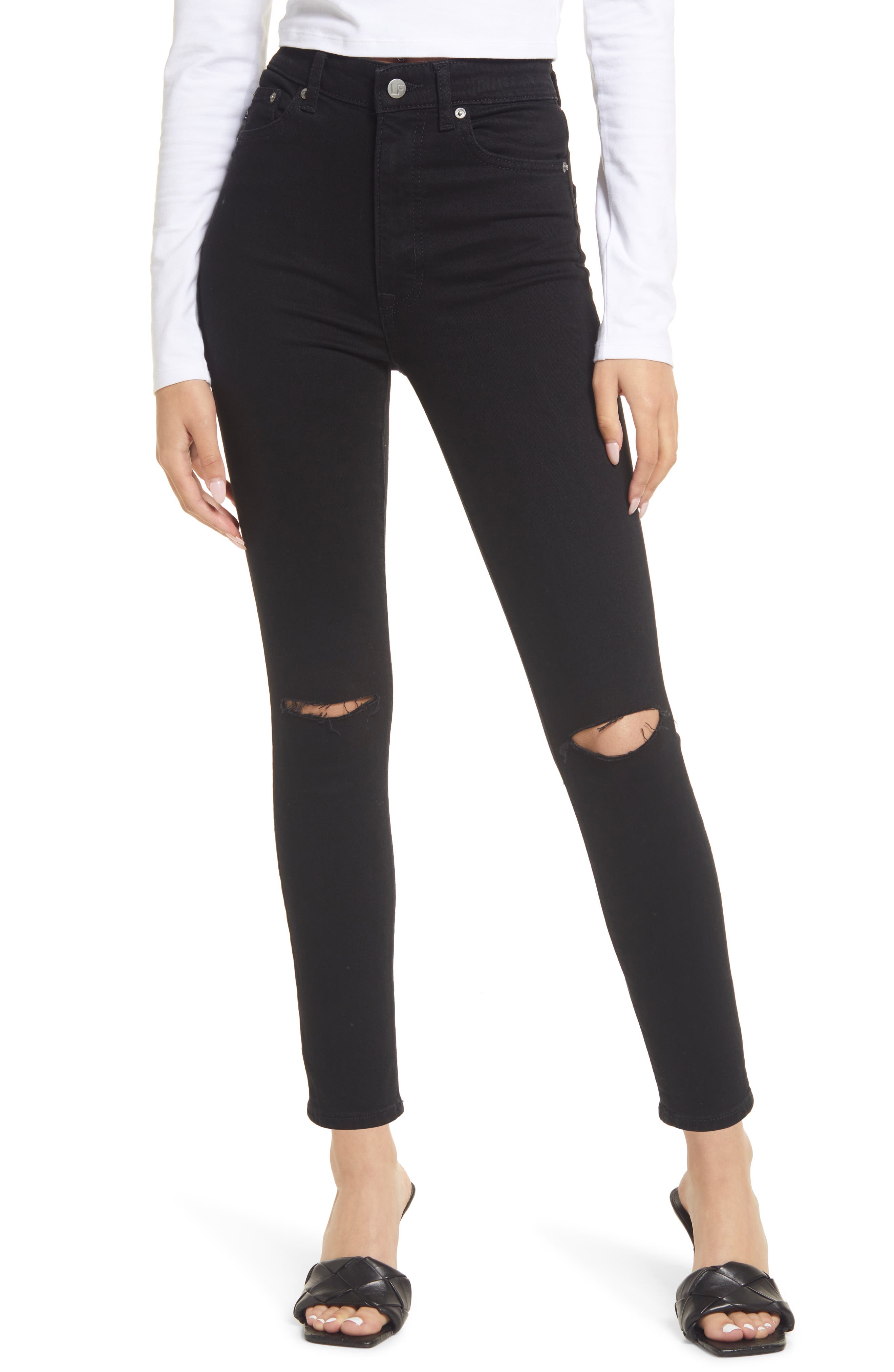 Lovers + Friends Mason High Rise Distressed Skinny Jeans in Genov