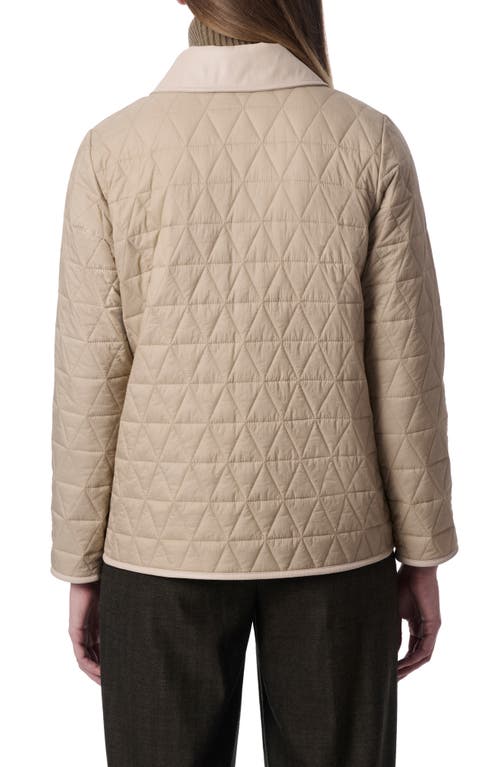 Shop Bernardo Quilted Faux Leather Trim Recycled Nylon Jacket In Taupe