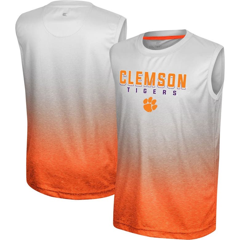 Colosseum Kids' Youth  White/orange Clemson Tigers Max Tank Top